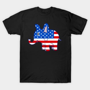 US Flag Filled Patriotic Elephant T-Shirt